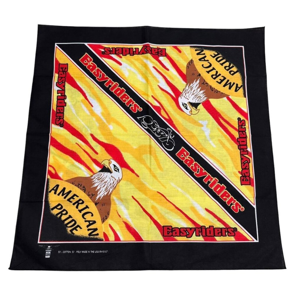 Vintage 80s 90s Easyriders Eagle Multicolor Made in USA Biker Bandana‎